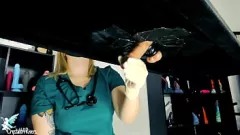 play Naughty Blonde Nurse Milks Big Cock with Toys & Latex Gloves