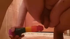 play Skinny Russian Femboy Sasha Earth's Solo Bathroom Dildo Play